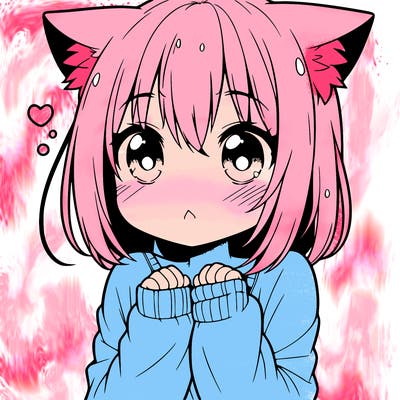 shy anime catgirl