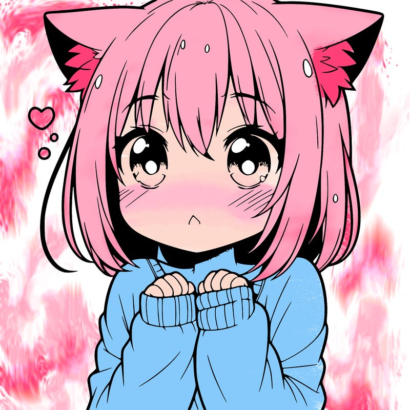 shy anime catgirl