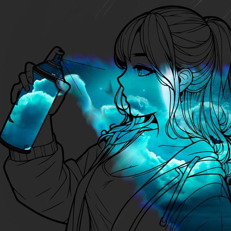 a realistic girl spray, painting