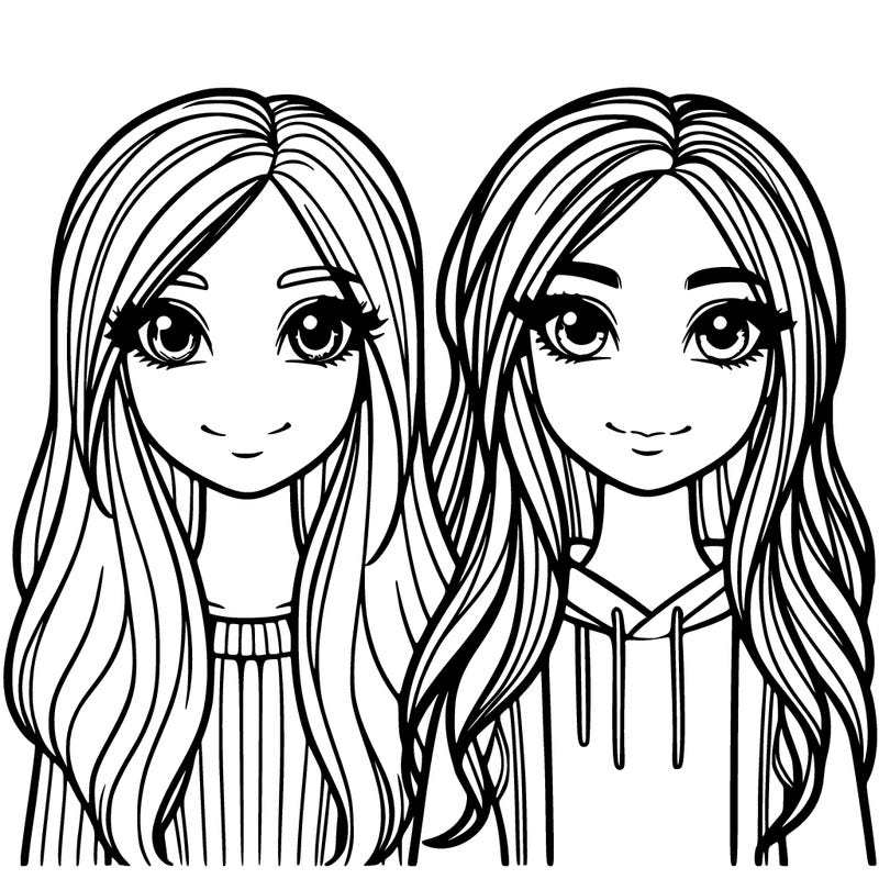 realistic girl with long hair with her best friend