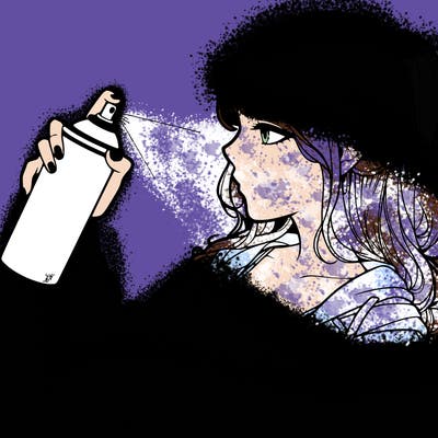 a realistic girl spray, painting