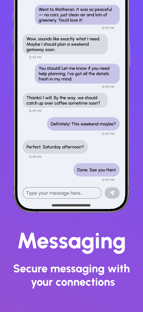 Call App - Text, Voice & Video - A smartphone screen displaying a secure chat conversation within the CallTalk app
