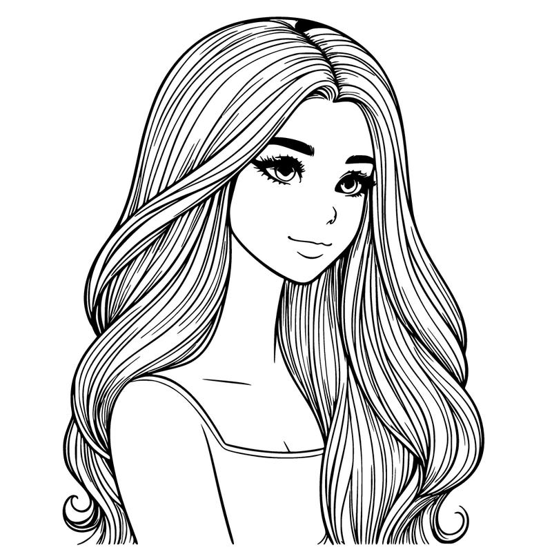 realistic girl with long hair