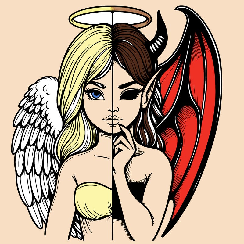 realistic angel half demon