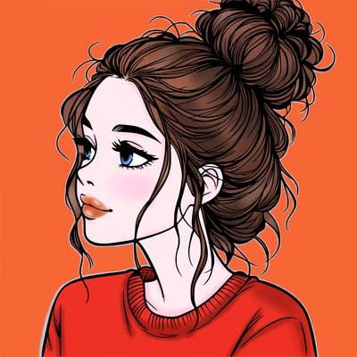 a realistic girl with a messy bun