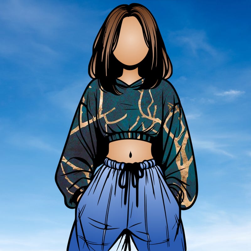realistic girl faceless with baggy pants and a crop top
