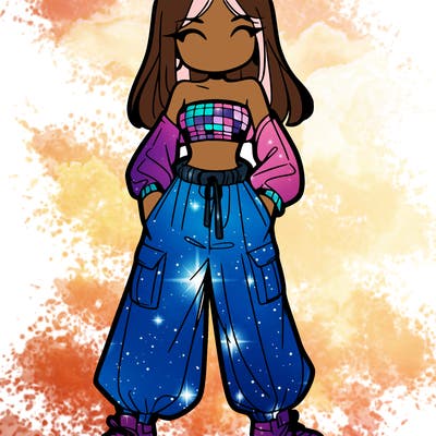 girl with crop top and baggy pants