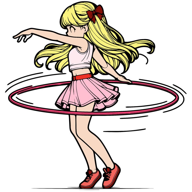 realistic girl spin hula hoop
