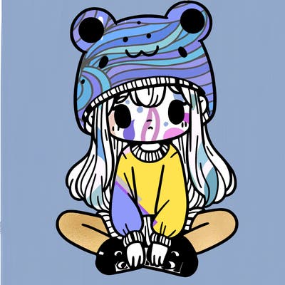 a girl wearing a frog hat and some frog socks