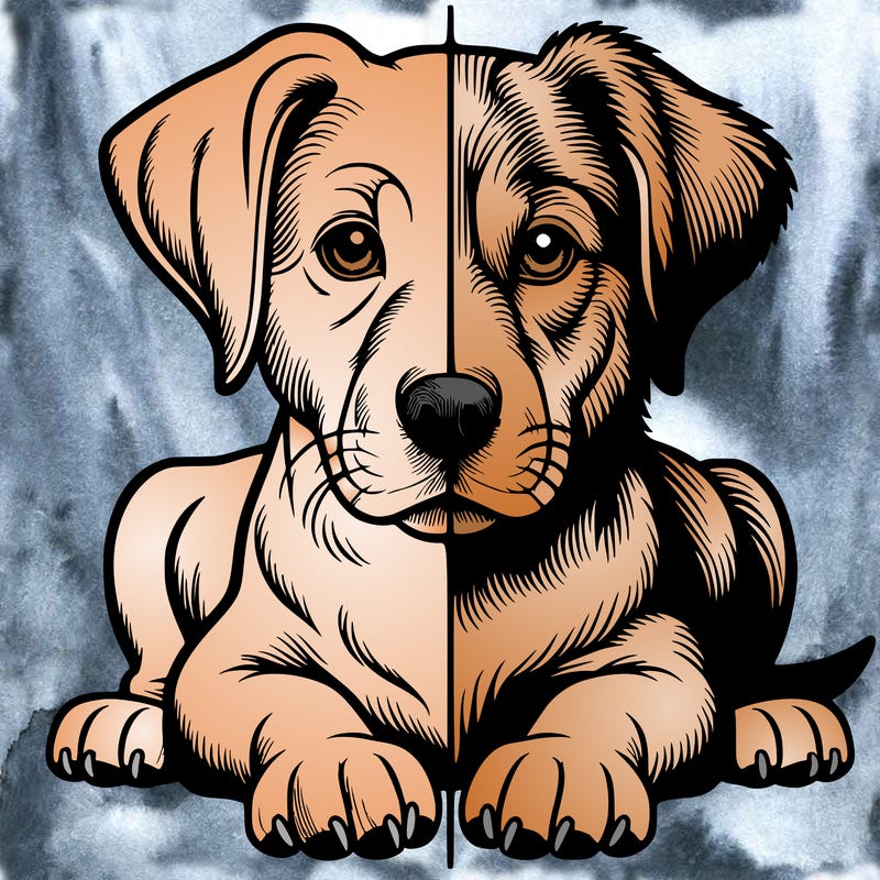 realistic dog split picture