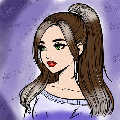 realistic girl with a high ponytail