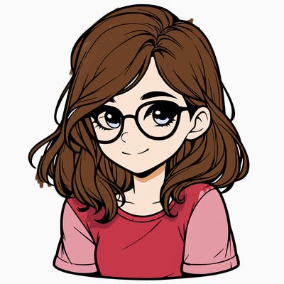 realistic girl with glasses