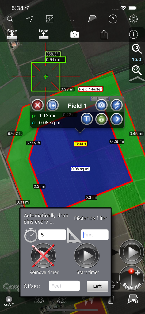 Agro Measure Map Pro - Agro Measure Map Pro interface with field measurement and automated GPS tracking options