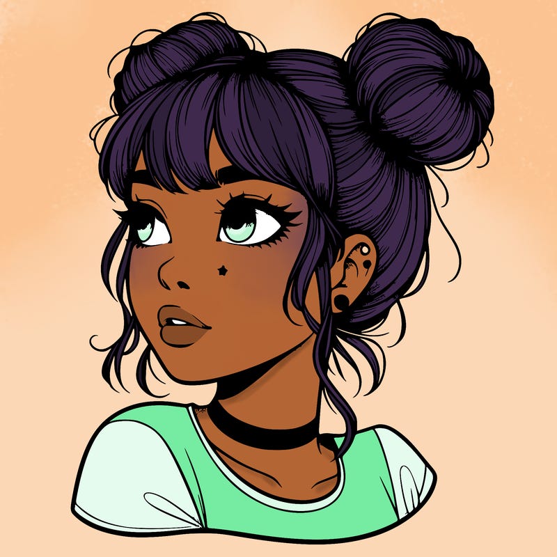 realistic girl with spacebuns