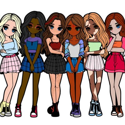 a group of girls realistic