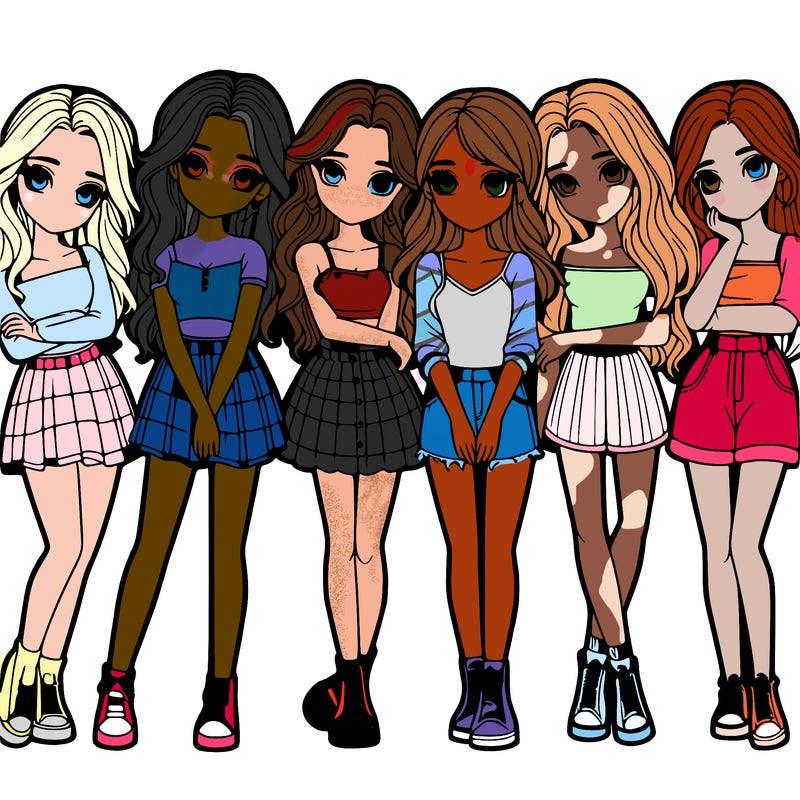 a group of girls realistic