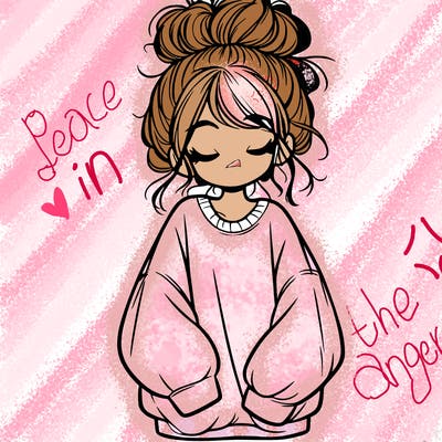 girl with baggy sweatshirt and messy bun