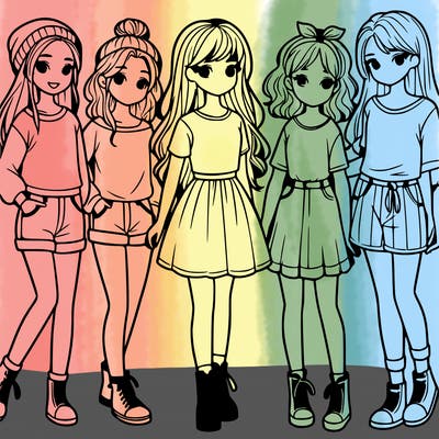 a group of five girls