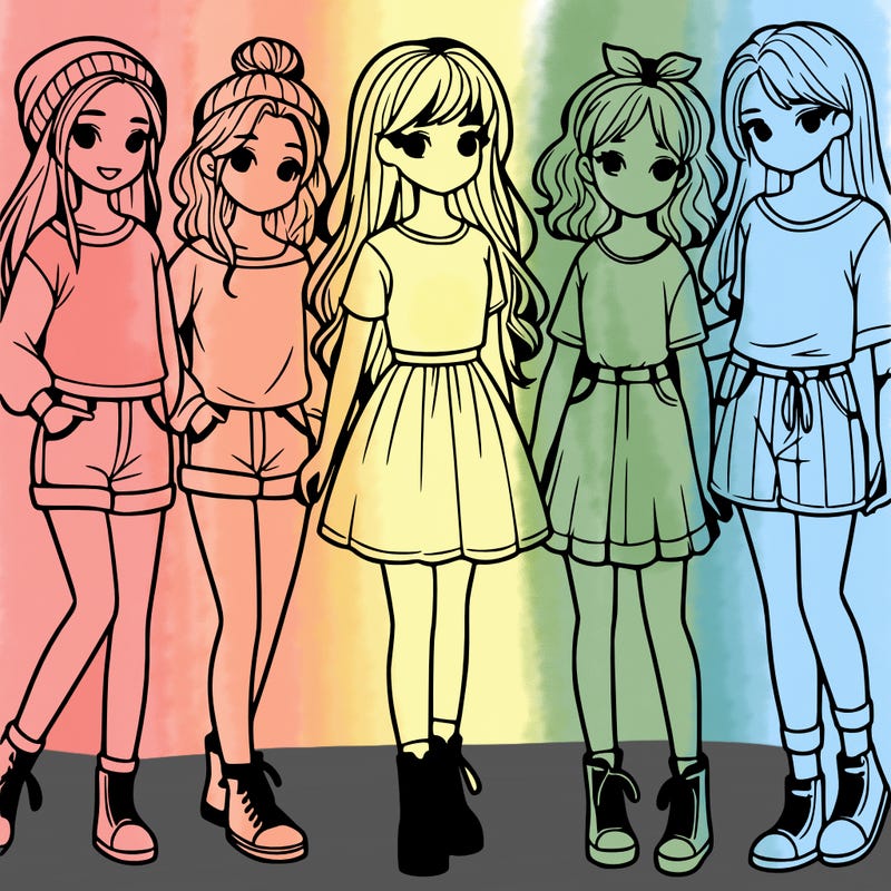 a group of five girls