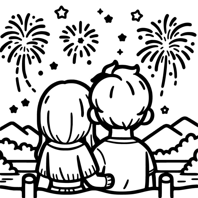 couple watching fireworks