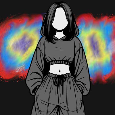 realistic girl faceless with baggy pants and a crop top