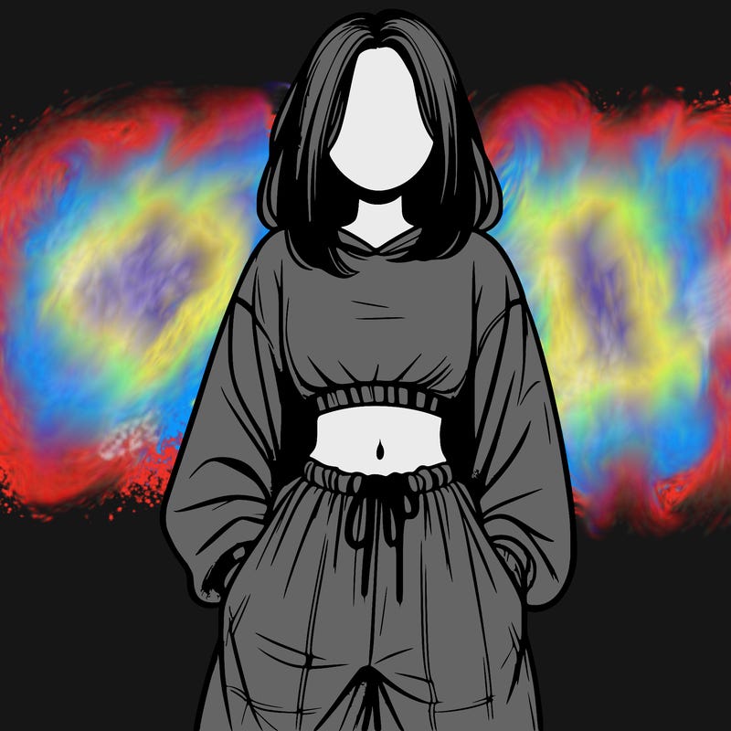 realistic girl faceless with baggy pants and a crop top