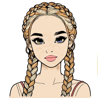 realistic girl with braids