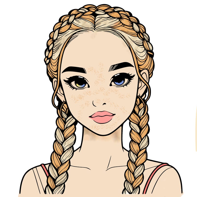 realistic girl with braids