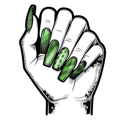 realistic hand with square nails