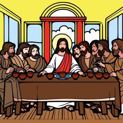 jesus shares the last supper with twelve apostles