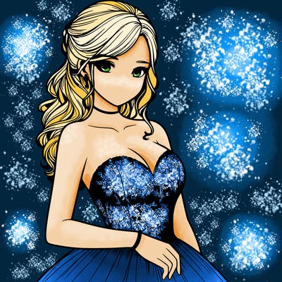 realistic girl in prom dress