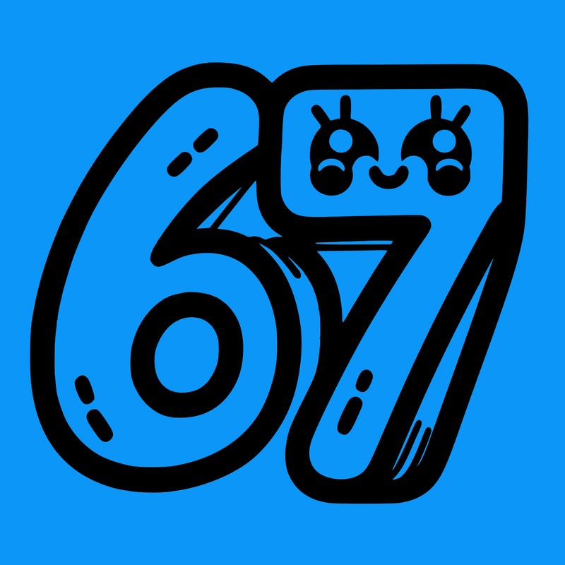 the numbers 67