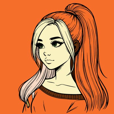 realistic girl with a high ponytail