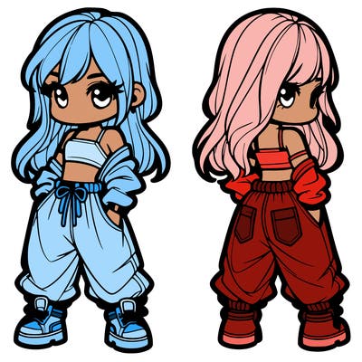 girl in crop top and baggy pants