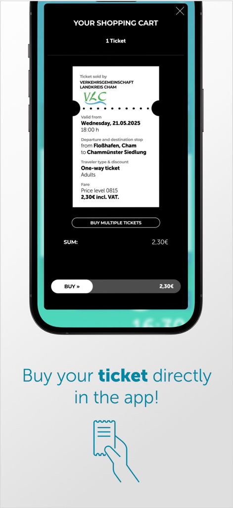 Wohin·Du·Willst - Digital ticket checkout screen in the Wohin Du Willst mobile app
