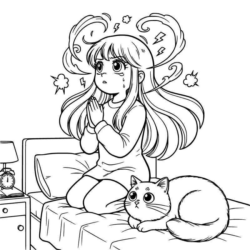 girl sitting on her bed praying because she's overwhelmed by negative thoughts