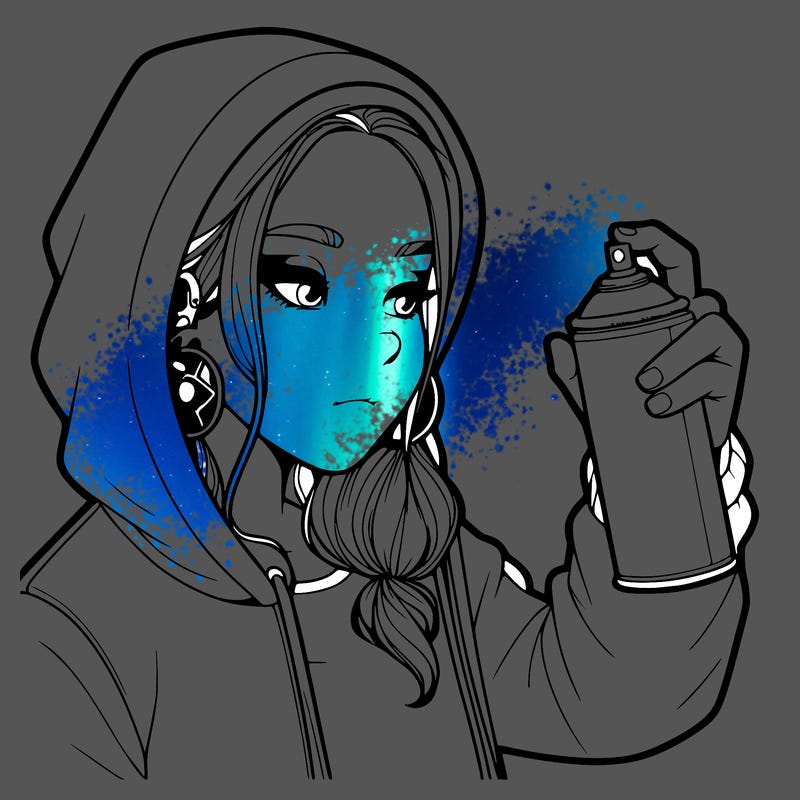 a realistic girl, spray painting