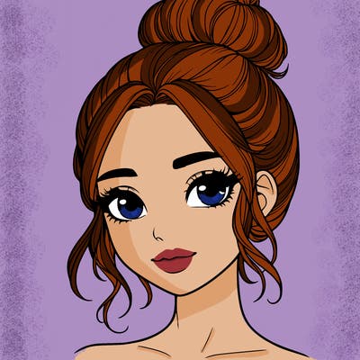 realistic pretty girl with hair in bun