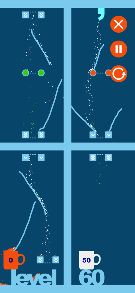 sugar, sugar - Gameplay of sugar sugar physics puzzle level 60 with particles falling into cups