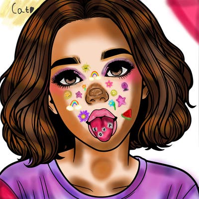 realistic girl, sticking out her tongue