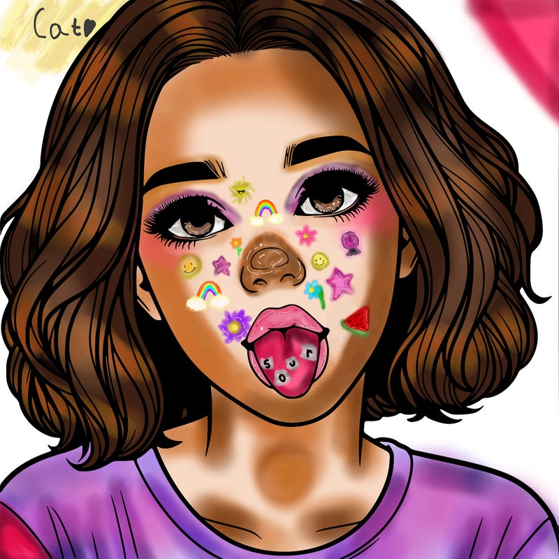 realistic girl, sticking out her tongue