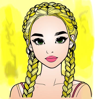 realistic girl with braids