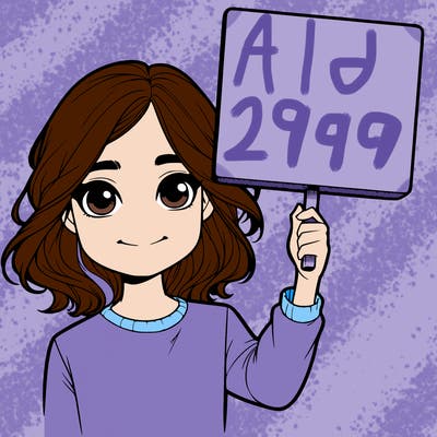 realistic girl holding up a sign