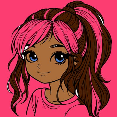 realistic girl with ponytail