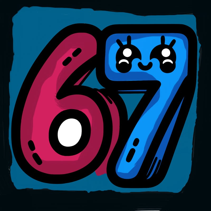 the numbers 67