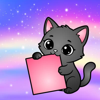 a small cat with a blank sheet of paper in its hand. the cat is sooooooo cute!
