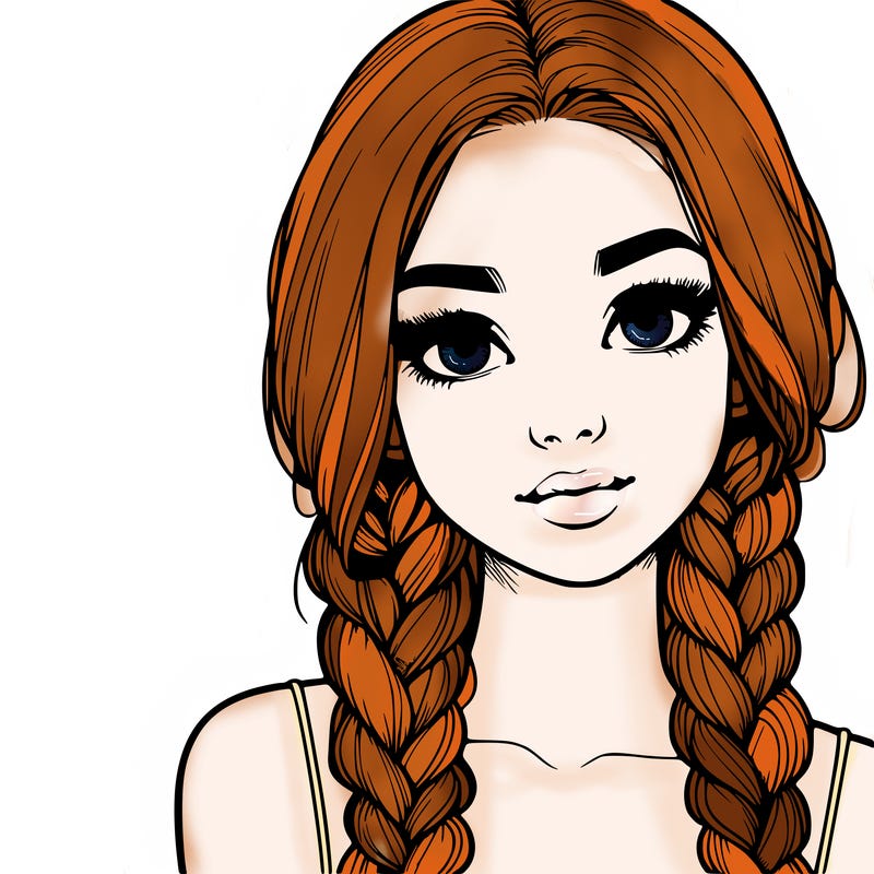 realistic girl with braids