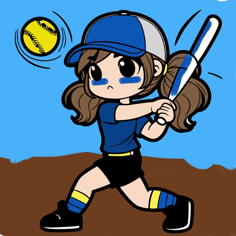 girl hitting a softball