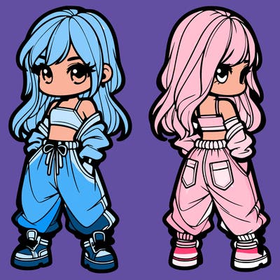 girl in crop top and baggy pants