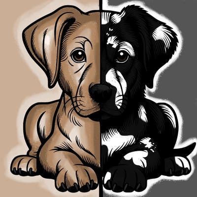 realistic dog split picture